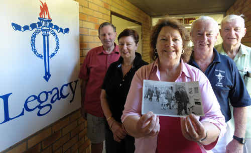 WE NEED YOU: Coffs Harbour Legatees Graham Stubington (left), Pam Ferguson, Maureen Cowling with her 1959 photo, Bob Denner and Peter Angus. ROB WRIGHT WE NEED YOU: Coffs Harbour Legatees Graham Stubington (left), Pam Ferguson, Maureen Cowling with her 1959 photo, Bob Denner and Peter Angus. ROB WRIGHT
